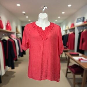 Claire France, Coral Embroidered Blouse, Plus Size 14W